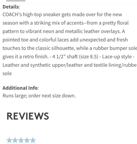 1 DAY SALE! COACH LEATHER HiTop Floral Shoes - Picture 8 of 8